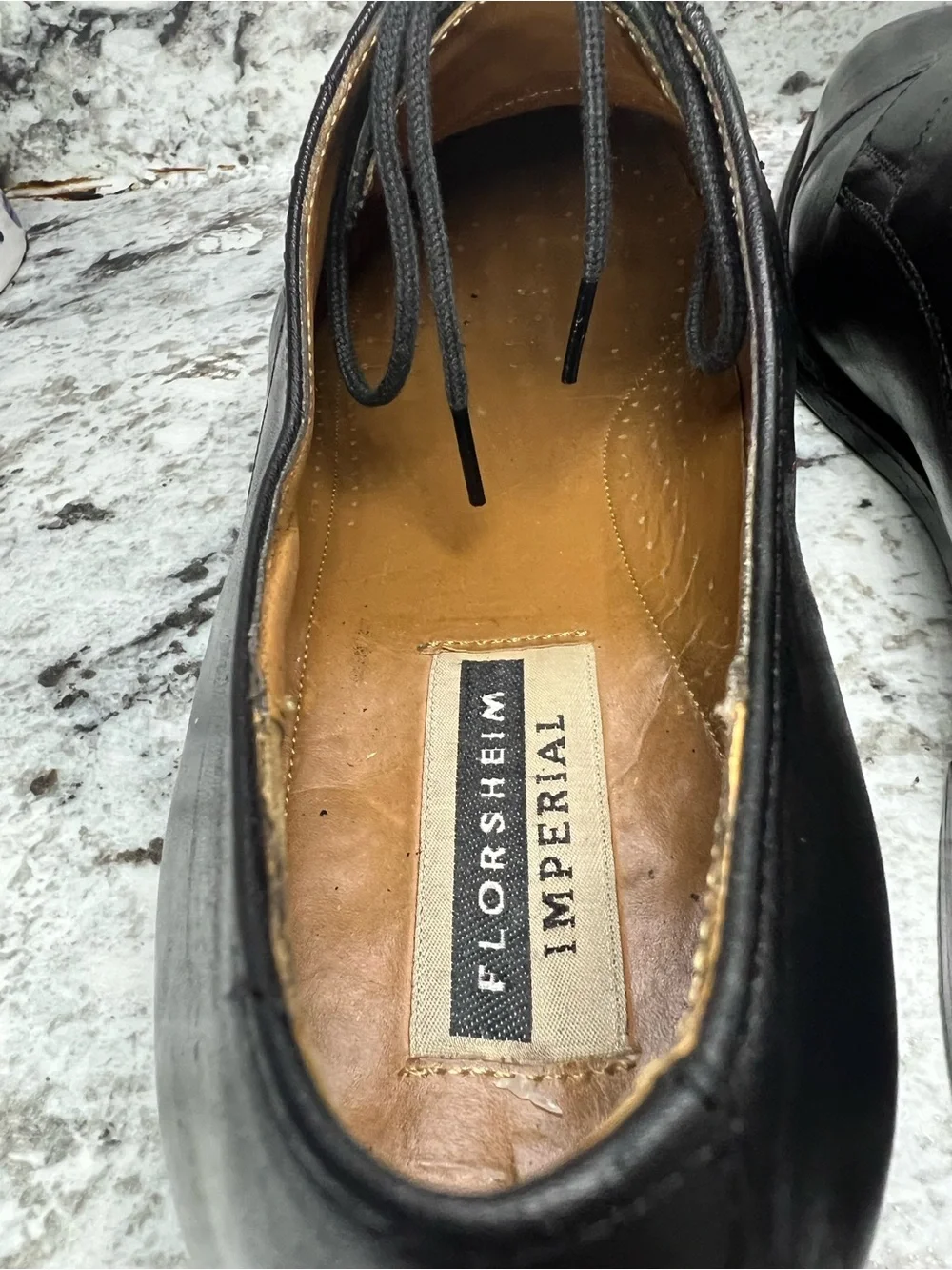 Vintage Florsheim Imperial Line Black Leather Cap Toe Dress Shoes Men's 10 D
